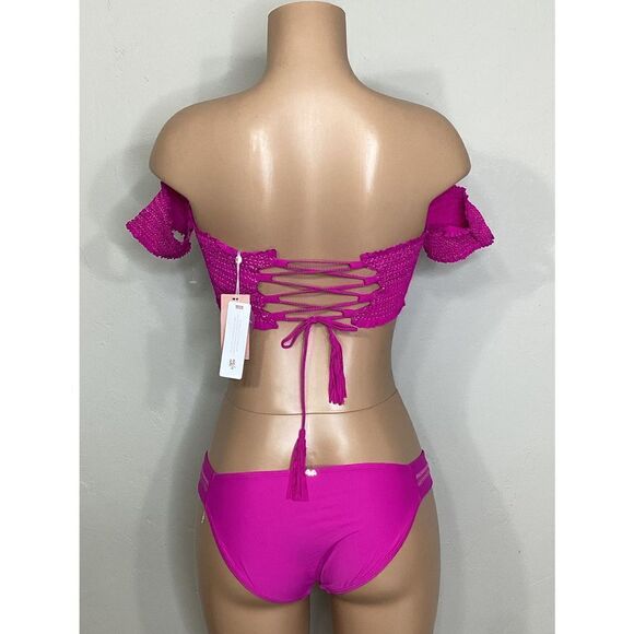New fuchsia smocked bikini set. My bottoms are a slightly different design - Picture 8 of 12